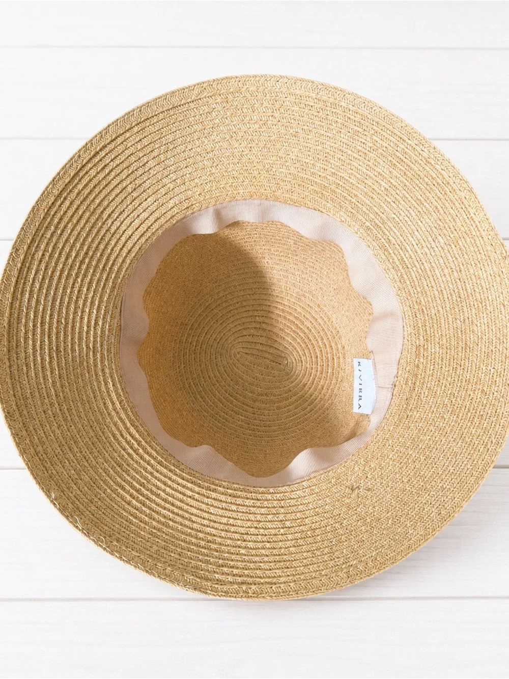 Riviera Women’s Beige Straw Sun Hat One Size – Wide Brim Summer Beach Hat